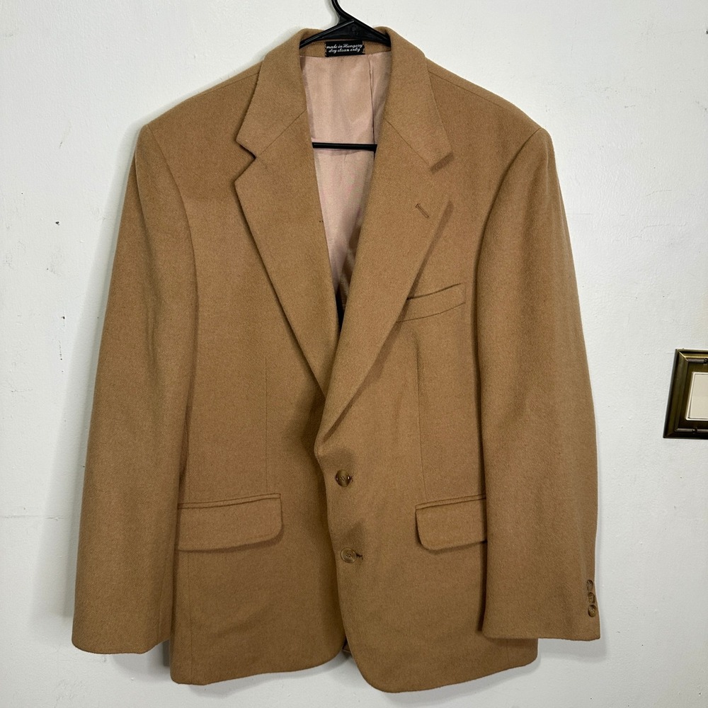 Ron Chereskin Men Camel Hair Blend Blazer Tan Two Button Sport Coat Hungary 44